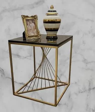“Center Cross Rod Sofa Side Table – Modern Minimalist Accent”