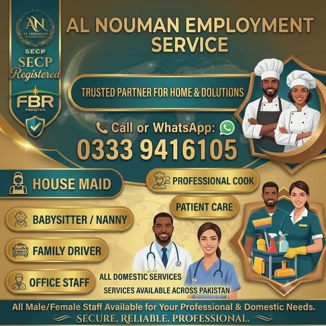 Maid /Cook/ Baby sitter / Patient Care/ Nurse / Kitchen Helper/ Driver