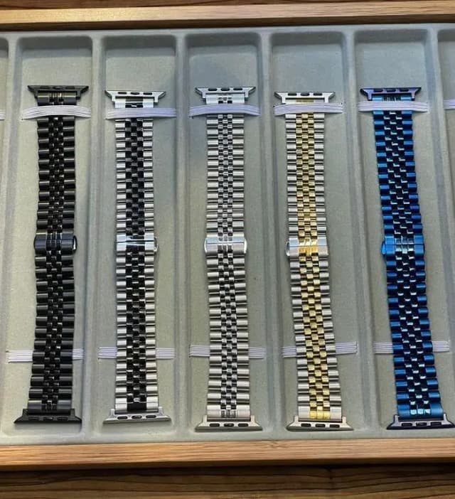 5-Link Stainless Steel Smart Watch Strap 42mm 44mm 45mm 49mm – Premium Metal Band - Luxury Steel Band - Classic Metal Strap