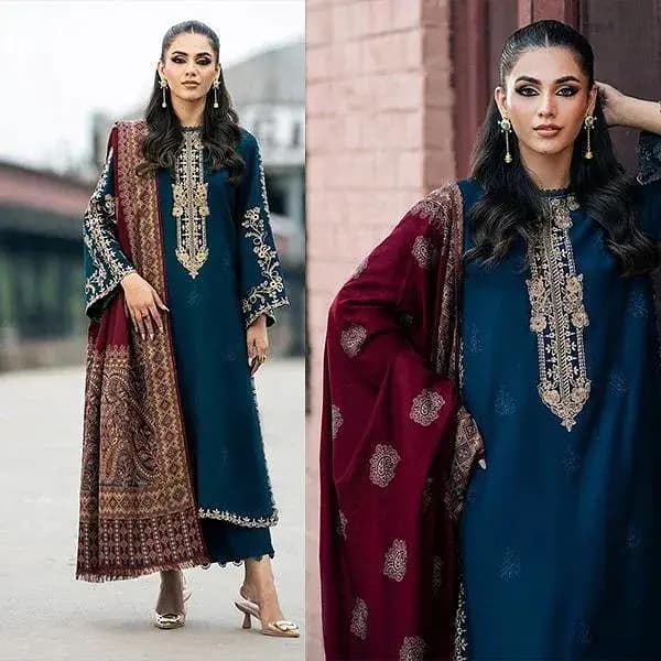 Blue Embroidered 3pc Lawn Suit - Rs. 4200  Copy kar lo