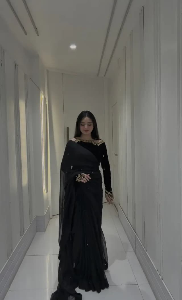 partywear black saree
