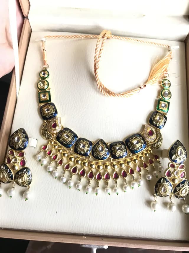 Heavy Gold Plated Kundan Necklace set With Earings -Bridal /Party wear