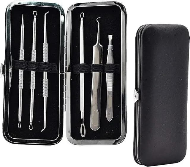 "Professional Blackhead Remover Set: 6 Comedone Squeezer Tools for Acne and Pore Care on Face, Ears, Back, and Legs" A R1347 BLACKKHEAD