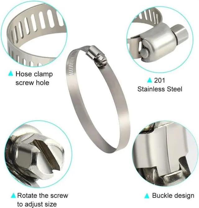 TUPARKA 6 Pcs Metal Hose Clip Clamp 91-114 mm Diameter Stainless Steel Ducting Clamp for Flexible Hose Pipe A-AS231