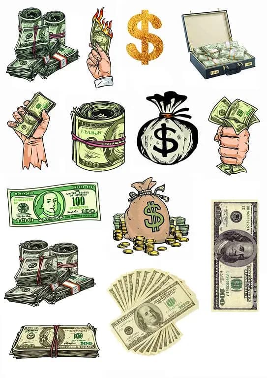 Dollar Currency Stickers – Aesthetic 3x2 inch decals for mobile backs, laptops, notebooks and desks