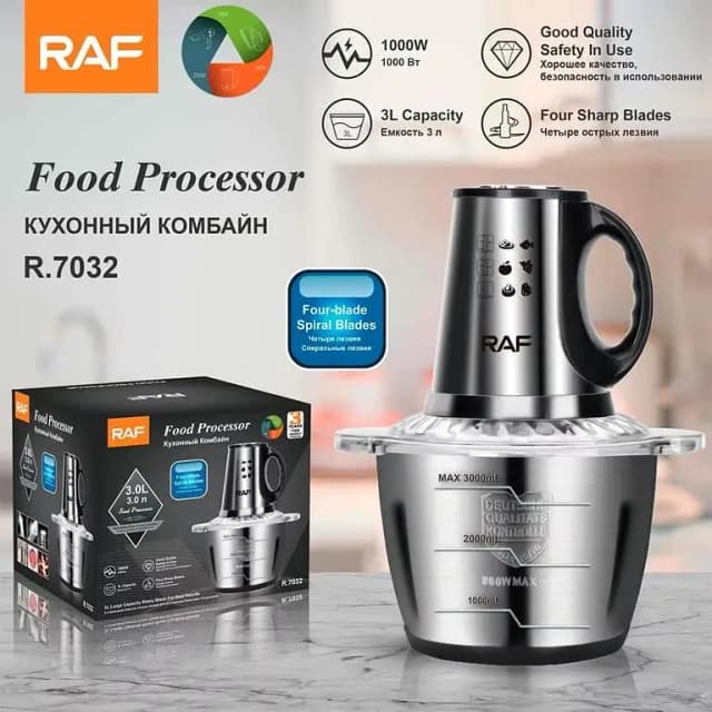 RAF Electric Meat Chopper 5L – 800W High Power Stainless Steel Bowl | Heavy Duty Food Processor for Meat, Vegetables & Spices | 2 Speed Control | Durable Sharp Blades | Kitchen Essential Mach