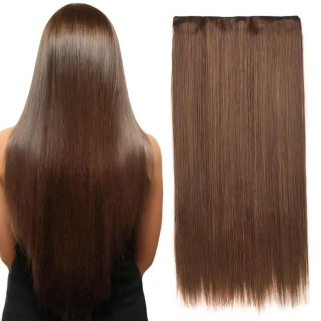 26-Inch Straight Clip-In Hair Extensions, 5-Clip Piece in Copper Brown 2/30