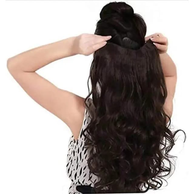 5-Clip Curly Hair Extension for Girls and Women – Dark Brown