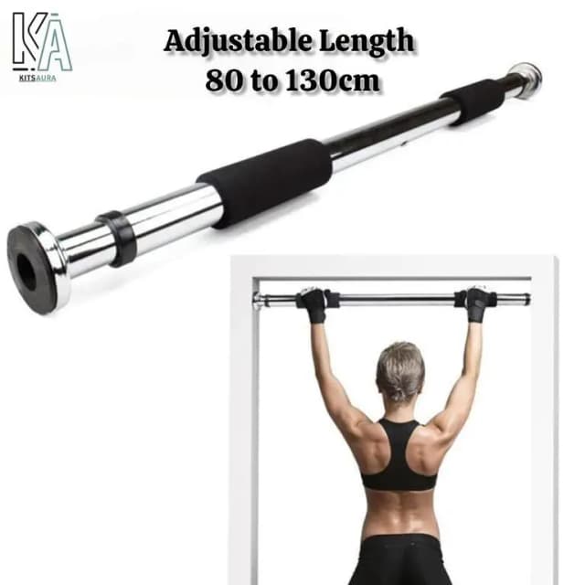 Iron Door Way Gym Bar – Adjustable Pull Up Bar for Doorway | Chin Up Bar Rod Stand for Home Gym Fitness, Adults & Kids | Door Pullup Bar with Strong Grip Handles