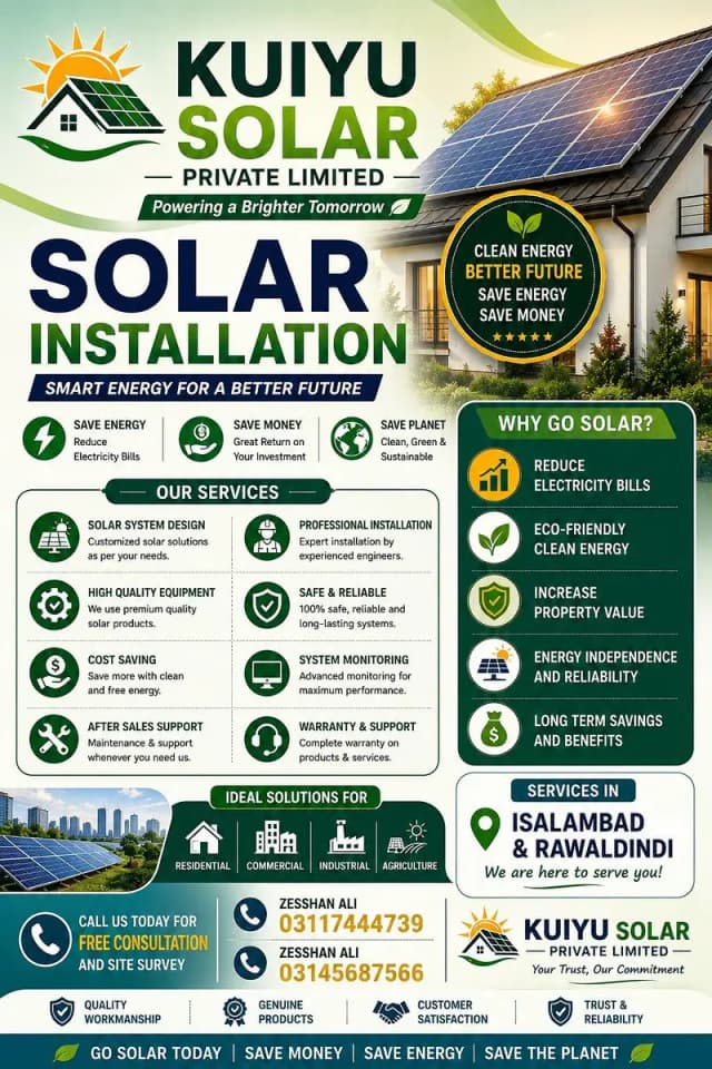 Solar installation Services in Islamaad & Rawalpindi Solar Panel Ins