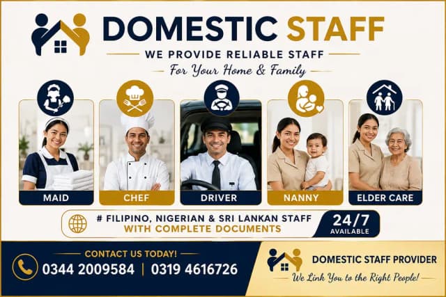 nanny babysitter / maid / driver/ chef / homecleaner / foreigner staff