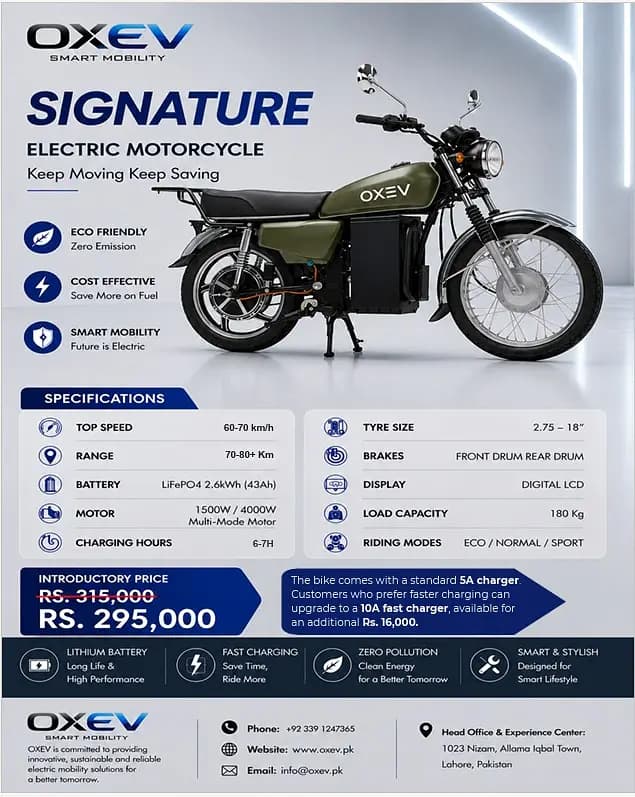 OXEV Signature 2025 Electric Bike | 70-80+ KM Range | 60-70 KM/H | EV