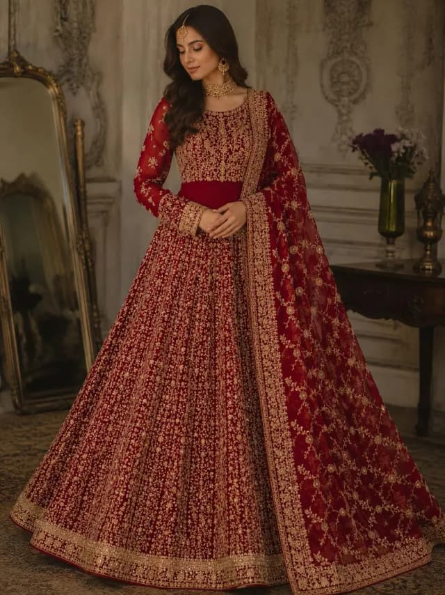Bridal Lehnga Semi Stitched (Red)