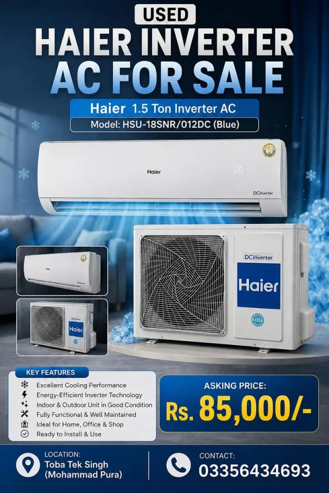 Haier 1.5 ton inverter ac for sale working excellent
