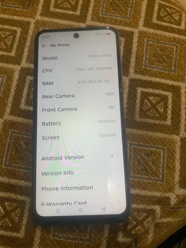 Infinix Hot 60i 8 /256gb. PTA Approve