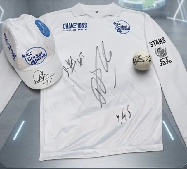 Shirt with Cap and Tennis Ball Signed By Pakistan Cricket team