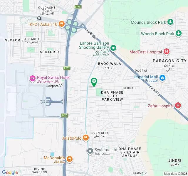 2 Kanal Residential Plot Block E At Ideal Location For Sale In Ex Park View DHA Phase 8