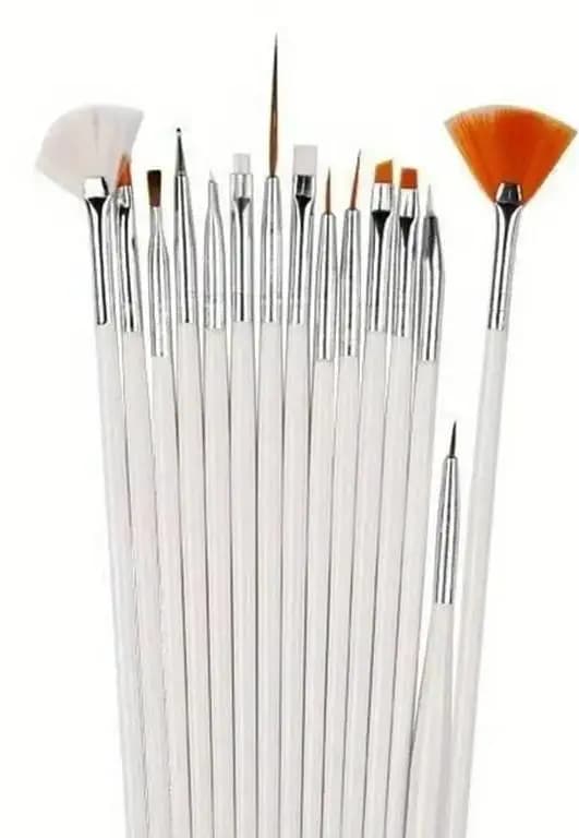 17-Piece Nail Art Brush Set; dual-ended dotting and line tools for DIY design and nail repair