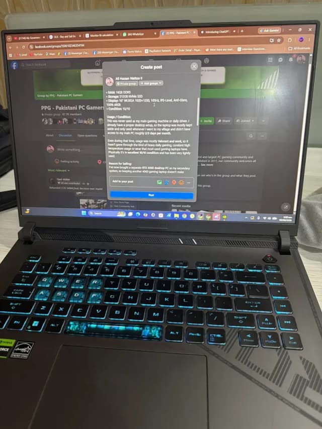 Laptop Asus Rog Strix G614JV i7 13650HX + RTX 4060 + 16 GB DDR5 Ram