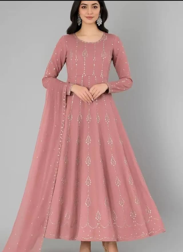 Unstitched Chiffon Mukaish work Dupatta Shirt