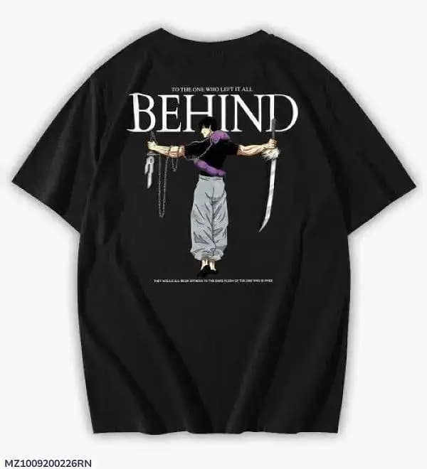 Men's Premium Cotton Anime Black Print T-Shirt-