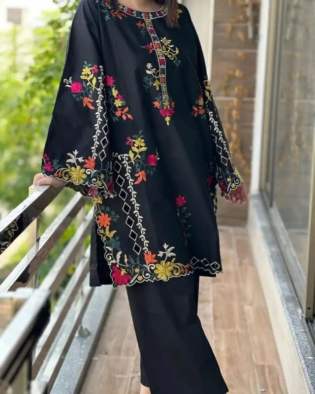 Multi Embroidery Shirt With Trouser 2PCs