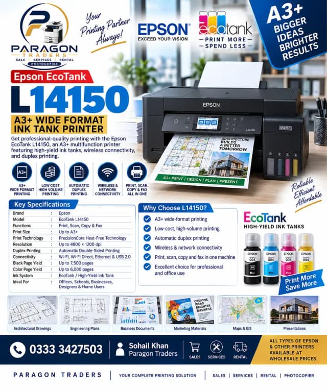 Epson EcoTank L14150 A3+ Wi-Fi Duplex All-in-One Printers