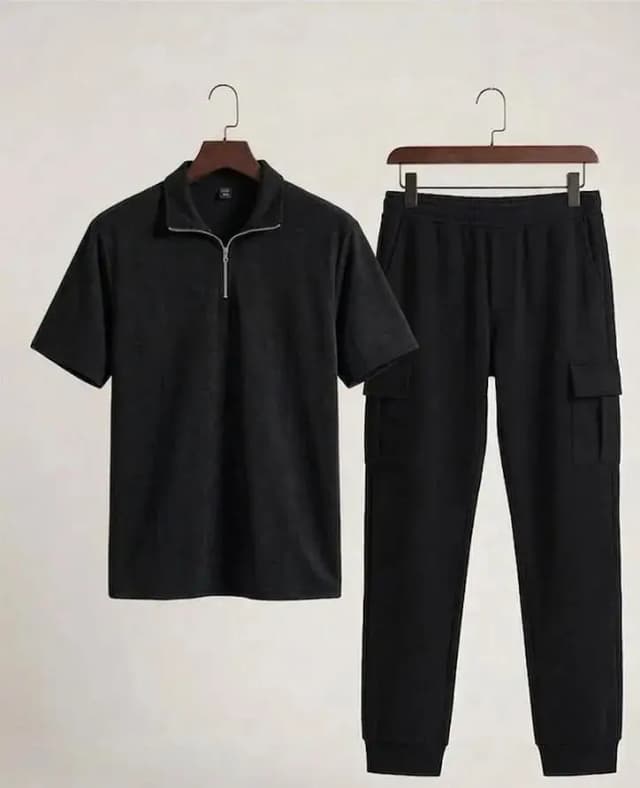 black polo/2 PC tracksuit
