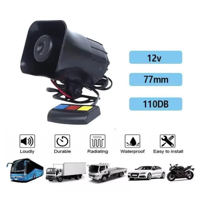 HOOTER HORN SIREN with 3 Sounds – 12V Loud Horn for Bikes & Cars | JFR Sticker Zone