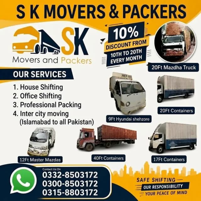 Packers & Movers / House Shifting / Goods transportation / Containers