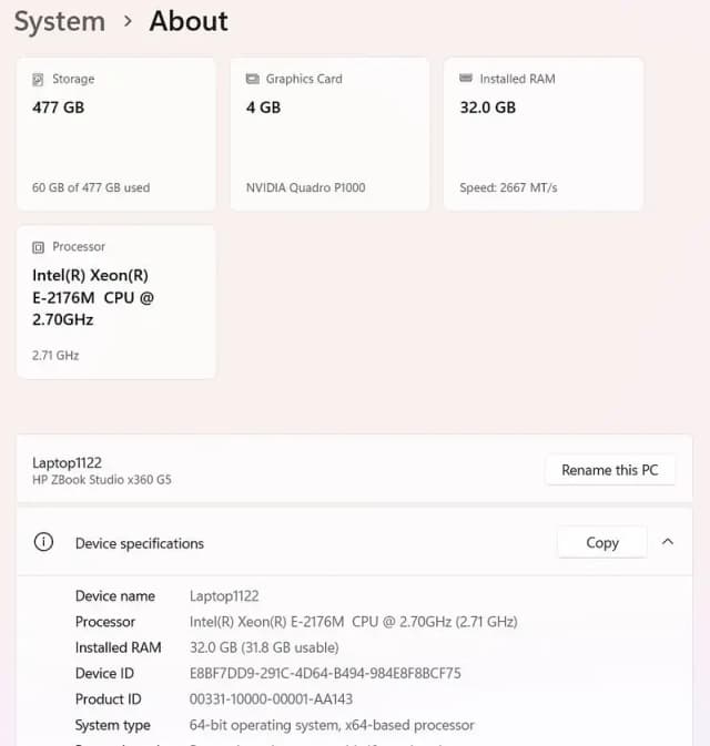 hp ZBook Studio x360 G5/Xeon E-2176M/32GB RAM /512GB SSD
