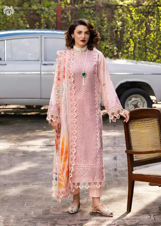3 piece unstitched stylish embroidered suit