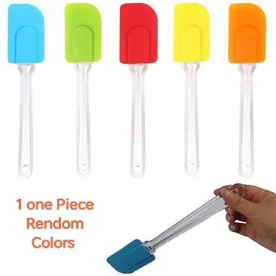 Silicone Spatula with Clear Plastic Handle for Cooking and Baking - 1 Piece