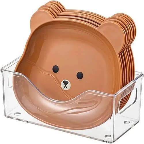 High Quality Mini Plastic Plate Cute Bear Appetizer Plates, Reusable for Snacks/Fruits/Salad/Cakes, Dishes 8pcs Set in pakistan