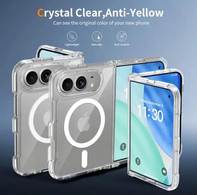 iPhone 18 Duo Foldable Crystal Clear Mobile Phone Case Shockproof Anti-Scratch Magnetic Cover New Foldable Smartphone Case