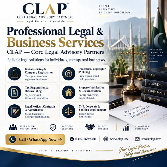 Lawyer & Legal Services Karachi | Company, Property, Trademark & Tax
