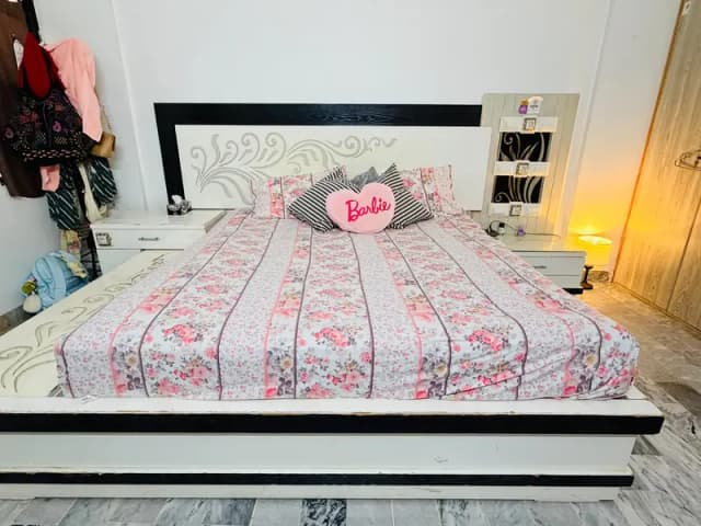 King Size Bed Set with Dressing Table, 2 Side Tables & frame - Karachi