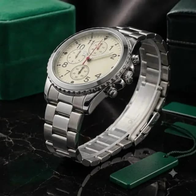 Silver Luxury Chronograph Watch – Stylish Men’s Wrist Watch