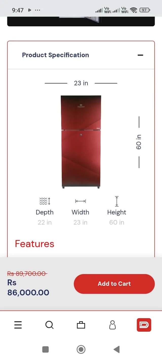 Dawlance Avanta refrigerator (Non-inverter)