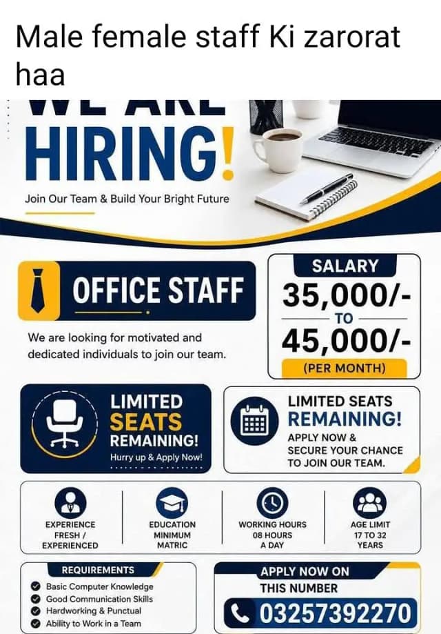 male female staff require