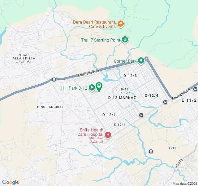 Level Plot 40 X 80 ( 14.2 Marla) Street 65 D12 /2 Margalla Facing,Close End Street All Menities/ Utilities Available, Near To Park Near Class 3 Sub Sector Market/ Mini Commercial  Mosque At W