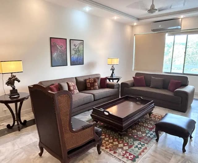Fully Renovated independentt fully Furnished Ground Portion with lawn and seprate gate