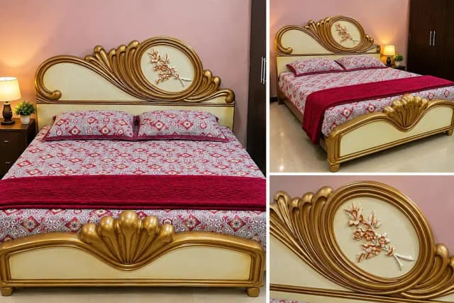 Deco Bed + DressingDouble Bed/Bed Set/Wooden Bed/King Size Bed