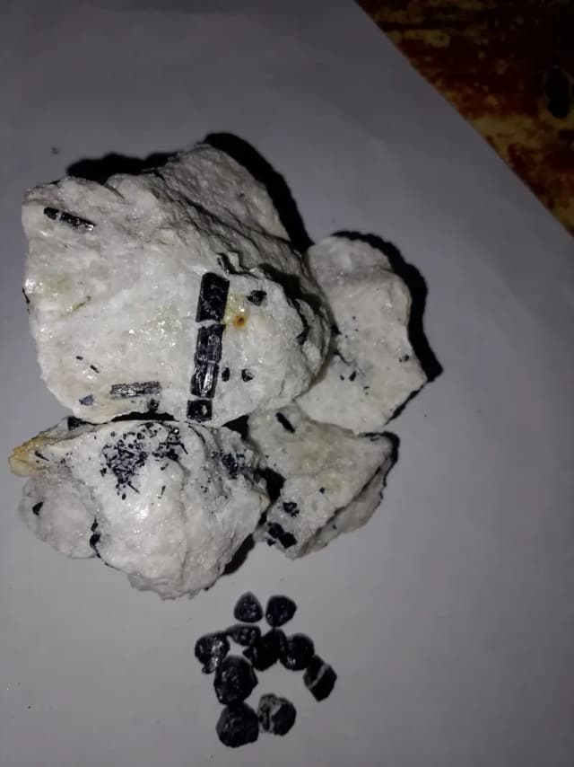 Quartz black tourmaline crystal