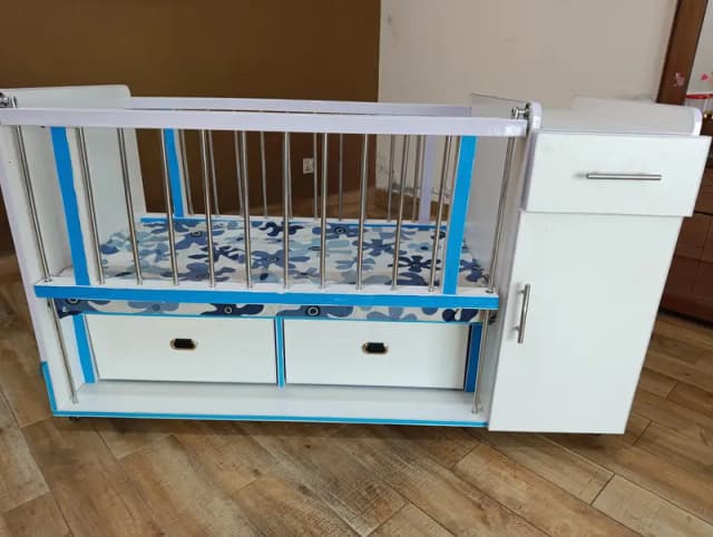 Baby Cot with Storage Drawers & Side Cabinet – Excellent Condition