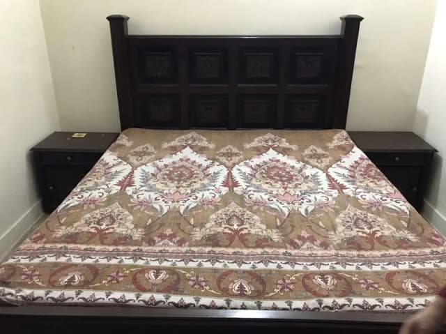 King Size Wooden Bed with 2 Side Tables