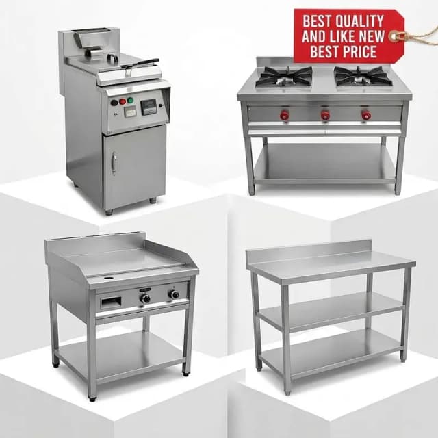 Restaurant Kitchen Appliances -Fryer, Hotplate, Burners, working Table