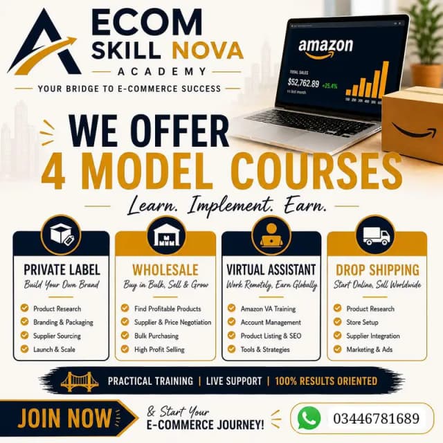 Amazon E-commerce courses | Private Label | Wholesale | VA