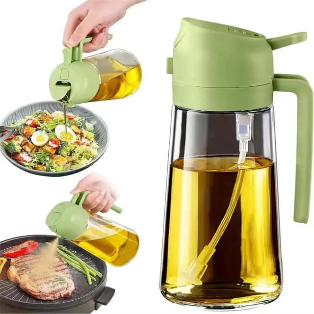 470ml kitchen Glass Oil sprayer bottle -2in1 olive oil Dispenser -jar