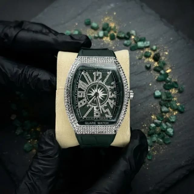 DENVOSU LUXURY DIAMOND STUDDED STRAP MEN'S WATCH